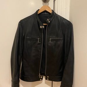 Genuine black leather jacket petite xs